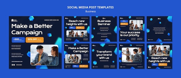 PSD instagram-posts voor geometrische zakelijke campagnes