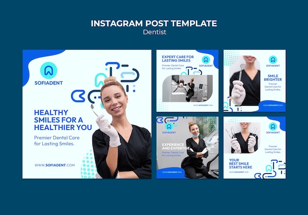 PSD instagram-posts voor tandheelkundige zorg