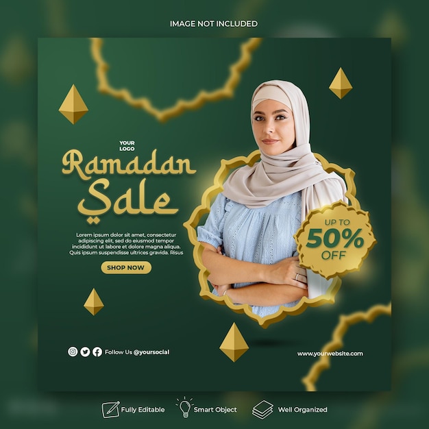 Instagram-postsjabloon voor ramadan-verkoop