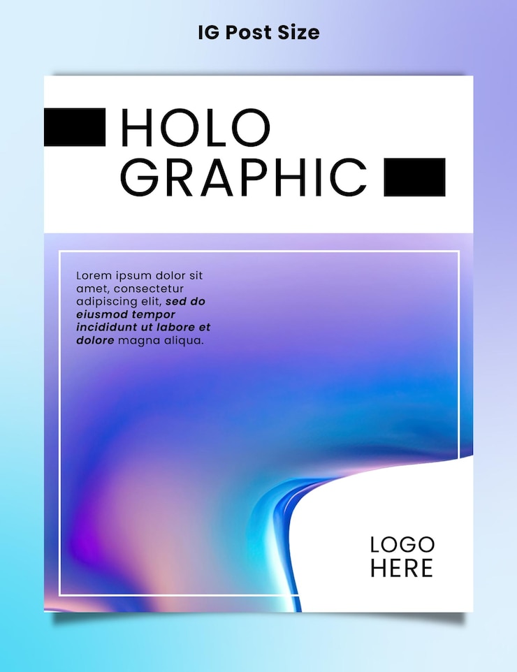 PSD instagram-postsjabloonontwerp met holografische schakering