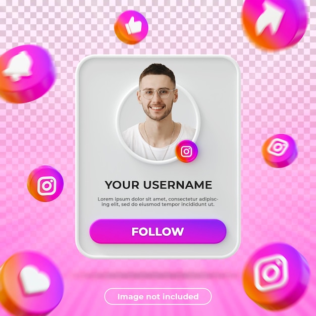 Instagramプロフィールバナー3Dレンダリング構成