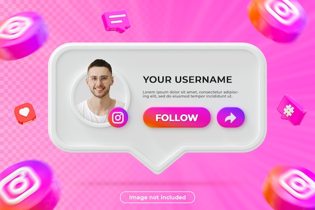 Instagramプロフィールバナー3Dレンダリング構成