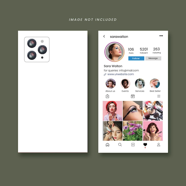 PSD modello di progettazione di schede di business per profili instagram