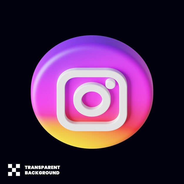 PSD instagram social media icon in 3d render