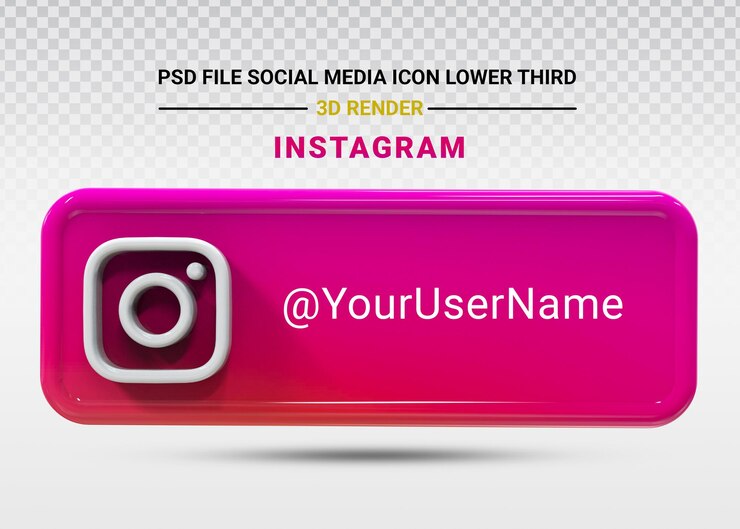 PSD instagramソーシャルメディアアイコンローワーサードバナー3dレンダリング