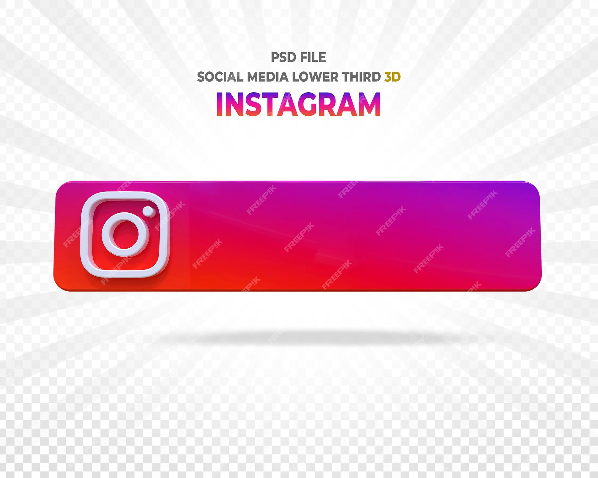 Premium PSD | Instagram social media logos lower third banner 3d render
