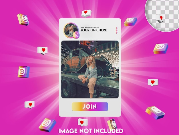 PSD instagram social media mockup 3d