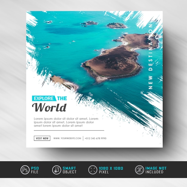 Instagram social media post banner template for traveling