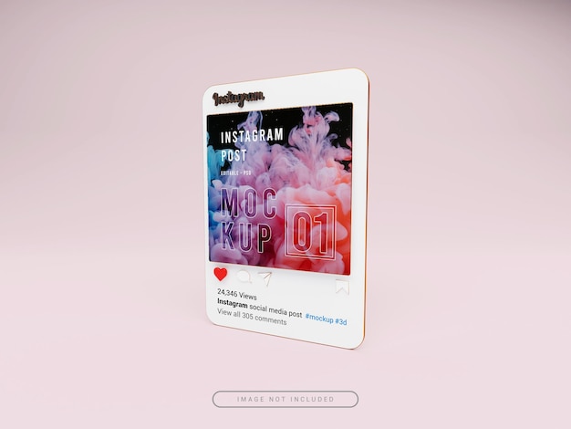 PSD mockup di post sui social media di instagram 3d reso