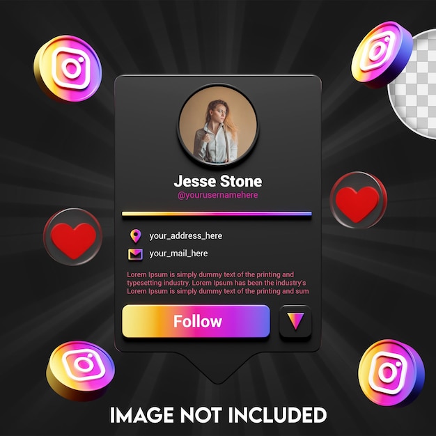 Segui il profilo dei social media di instagram mockup