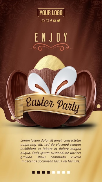 PSD instagram social media stories enjoy the easter party