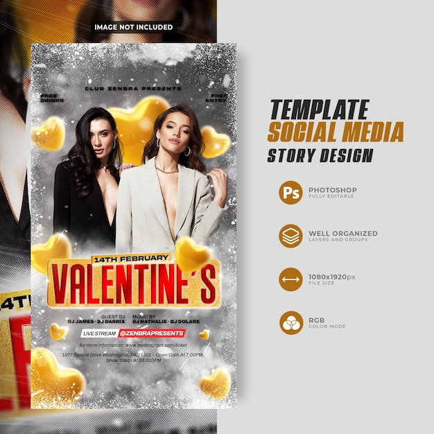 PSD instagram and social media story for valentines day celebration