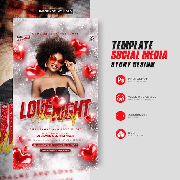 PSD instagram and social media story for valentines day celebration