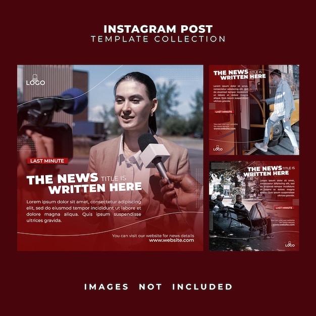 PSD instagram and social media triple post template collection news