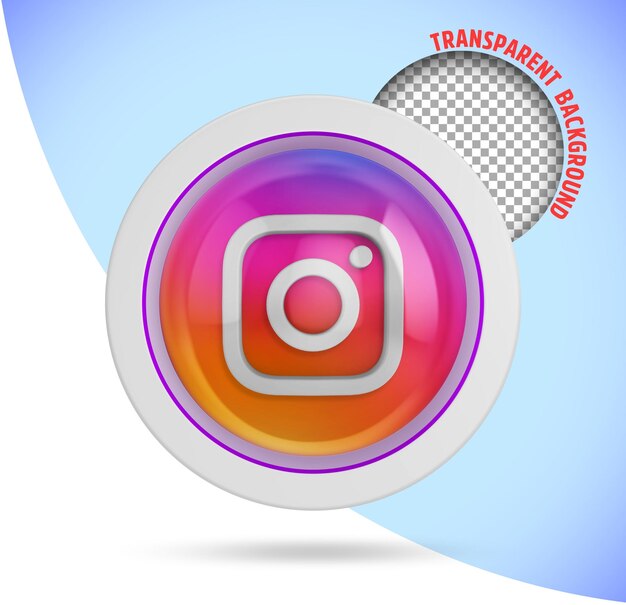 PSD icona del social network instagram a forma di sfera con riflessi illustrazione 3d