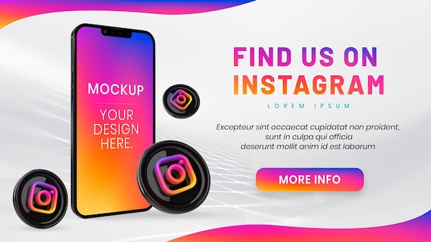 Instagram sociale media icoon met telefoon mockup 3d