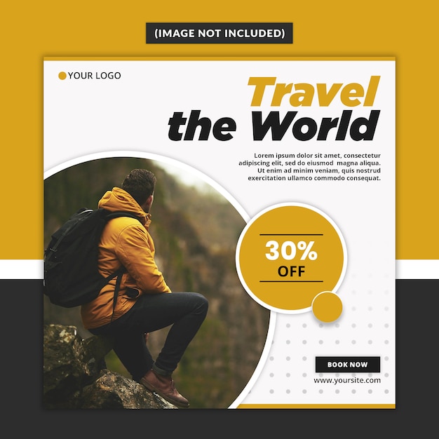Instagram square post template with travel and holidays theme