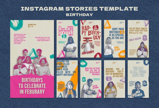 PSD instagram stories birthday template