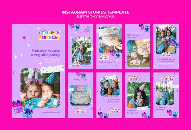 Instagram stories birthday template