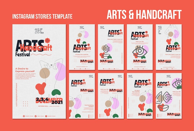 PSD instagram stories collection for arts and crafts festival