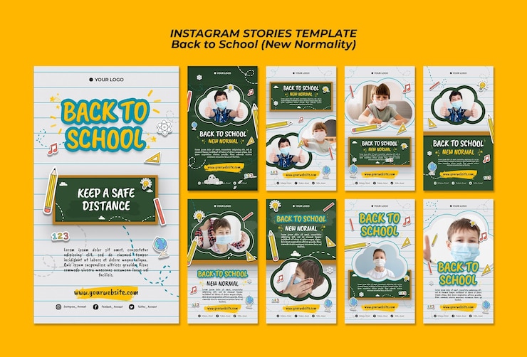 PSD instagram stories collection for back to school season