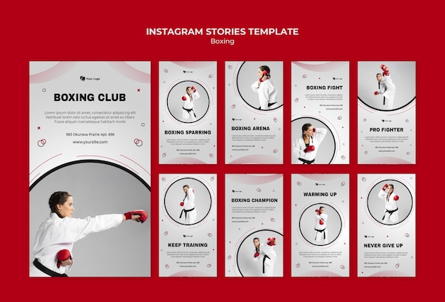 Instagram stories collection for boxing training