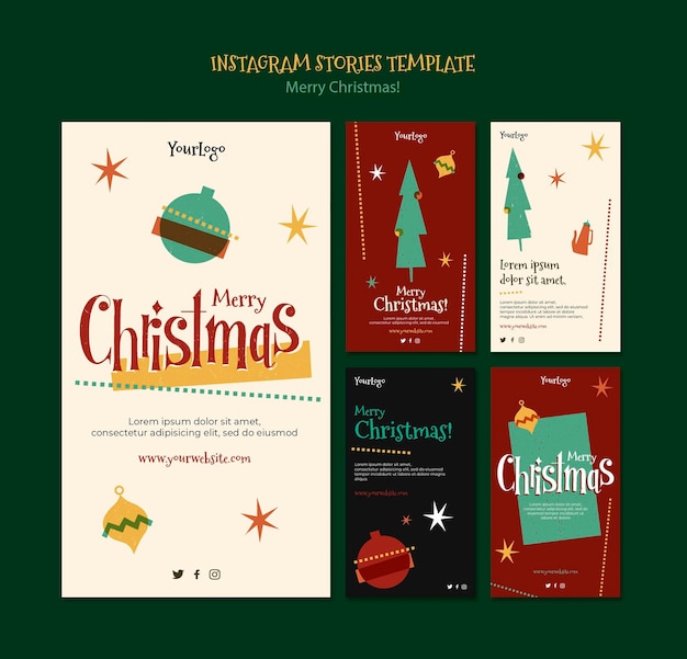 PSD instagram stories collection for christmas