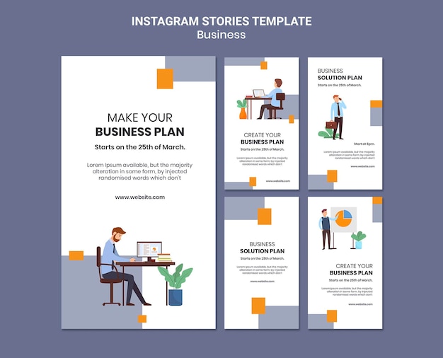 PSD raccolta di storie di instagram per azienda con business plan creativo