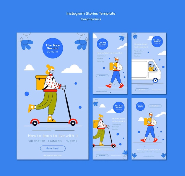 PSD instagram stories collection for coronavirus new normal lifestyle