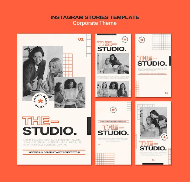 PSD instagram stories collection for corporate studio