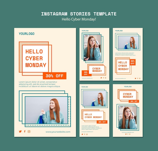 Raccolta di storie di instagram per l'autorizzazione del cyber lunedì