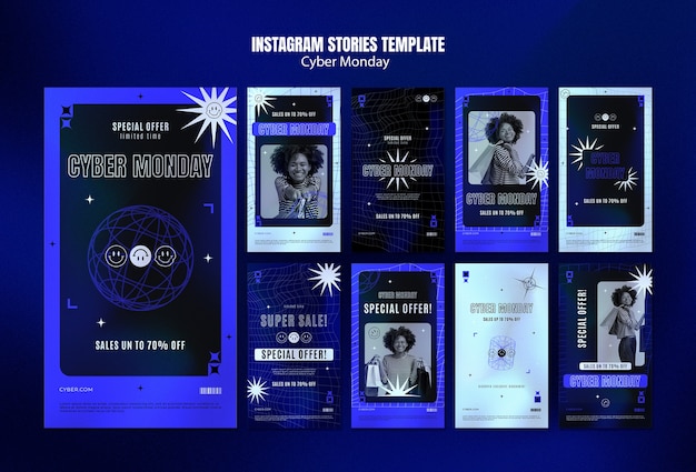PSD instagram stories collection for cyber monday sales