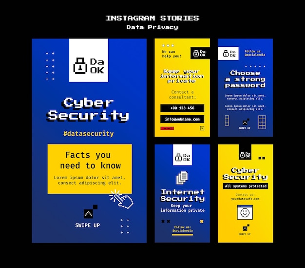 PSD instagram stories collection for cyber security service