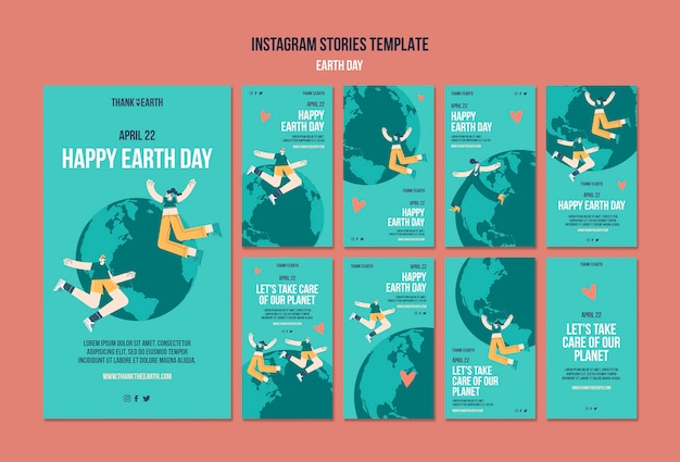 Instagram stories collection for earth day with people and planet