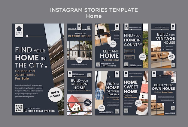 PSD instagram stories collection for finding the perfect home