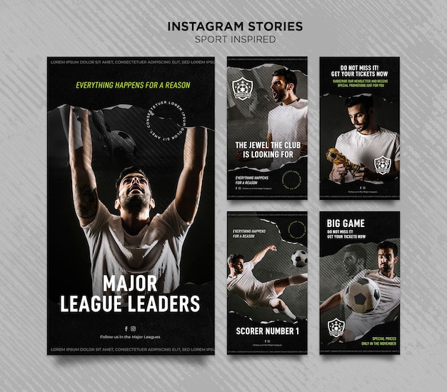 PSD instagram stories collection for football club