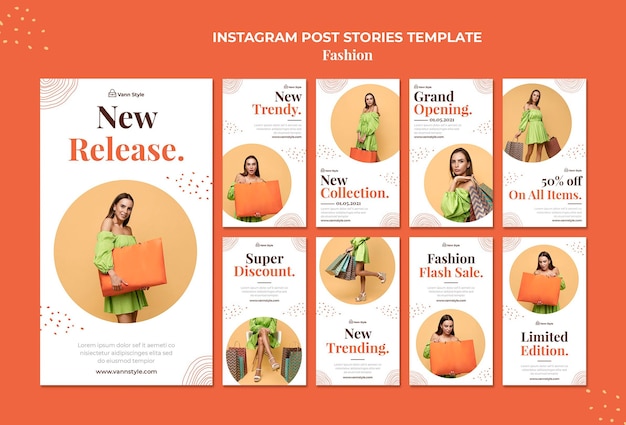 PSD Коллекция историй instagram для магазина модных покупок