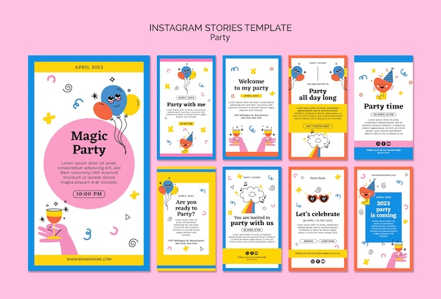 PSD パーティーやお祝いのための instagram ストーリー コレクション