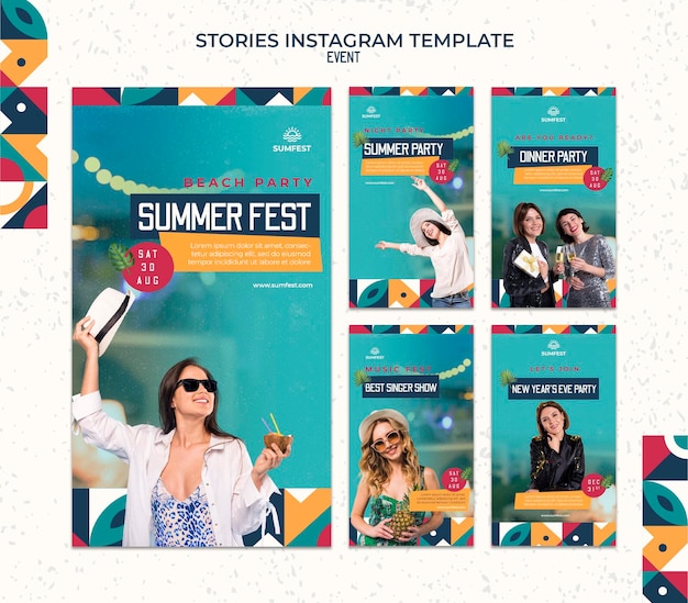 PSD 夏のパーティーのためのinstagramストーリーコレクション