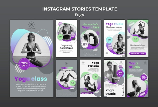 PSD ヨガレッスンのためのinstagramストーリーコレクション