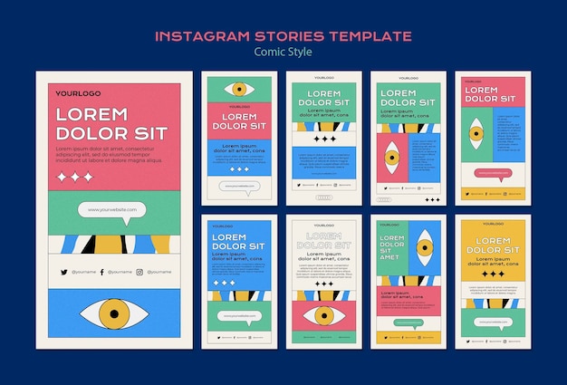 PSD コミックスタイルのinstagramストーリーコレクション