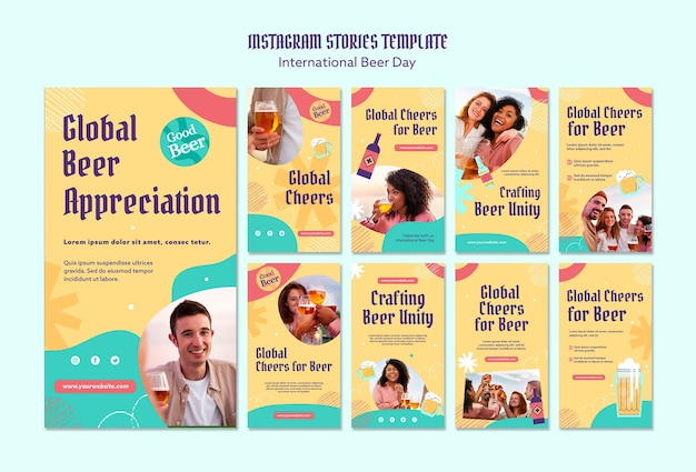 PSD instagram stories collection for international beer day celebration