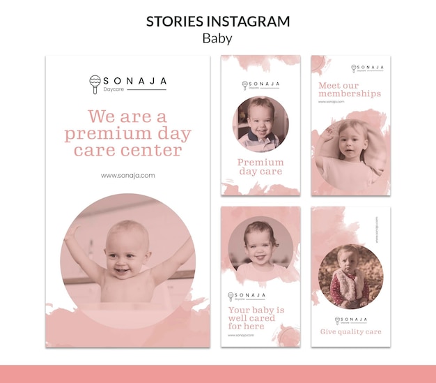 PSD instagram stories collection for kids daycare