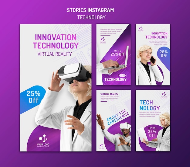 Instagram stories collection for modern technology with devices