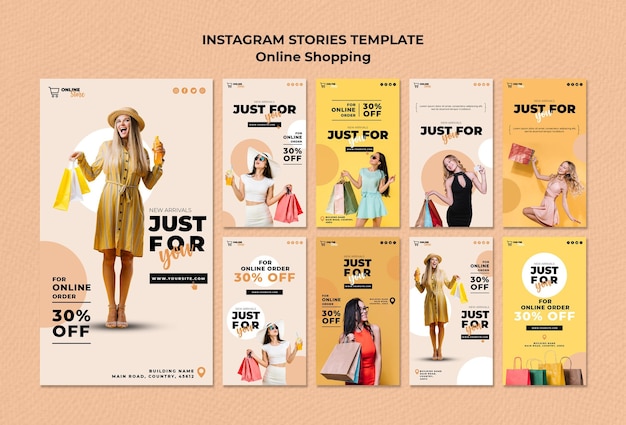 PSD raccolta di storie di instagram per la vendita di moda online