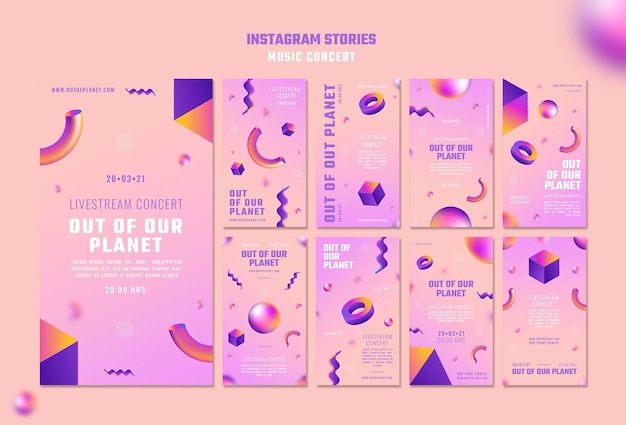 PSD instagram stories collection of out of our planet music concert