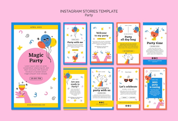 PSD instagram stories collection for party and celebration