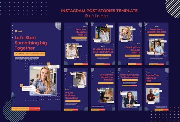 PSD instagram stories collection for professional business solutions