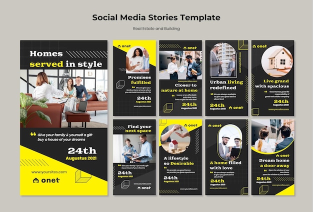 PSD instagram stories collection for real estate and building