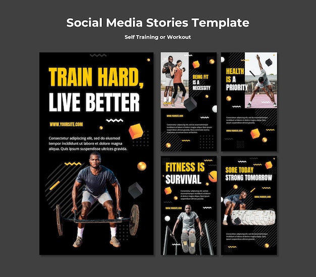 PSD instagram stories collection for self training and working out